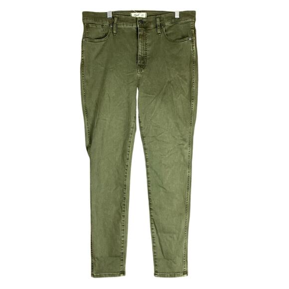 Madewell Womens Jeans Olive Green Denim 10" High Rise Skinny Stretch 31 - Picture 1 of 12